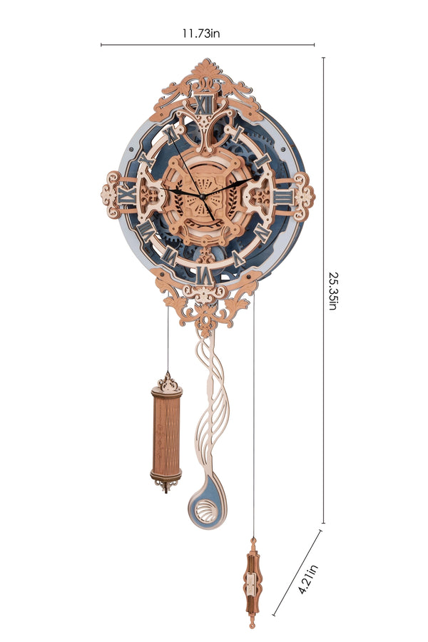Horloge murale Notes romantiques, Puzzle mécanique en bois