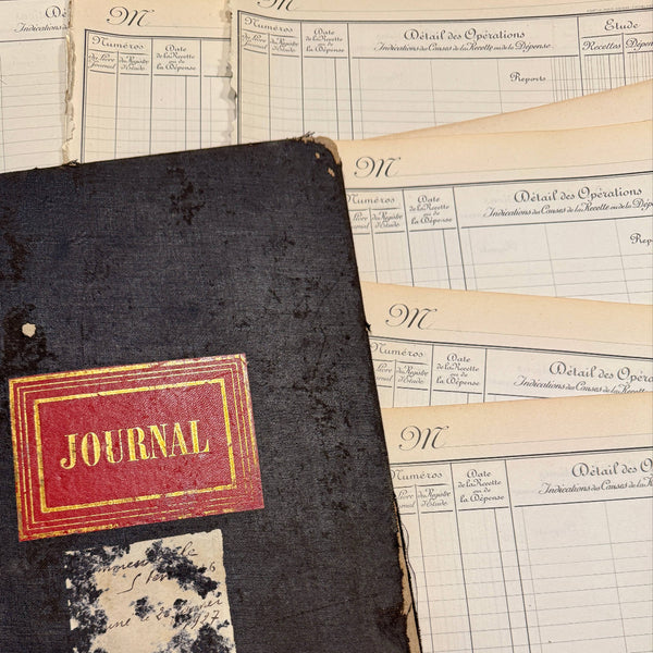 Original 1850s Blank French Ledger Pages Bundles Set/5
