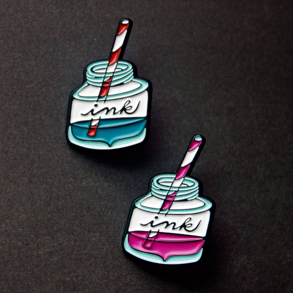 Fountain Pen Ink Bottle Enamel Pin {multiple colors}