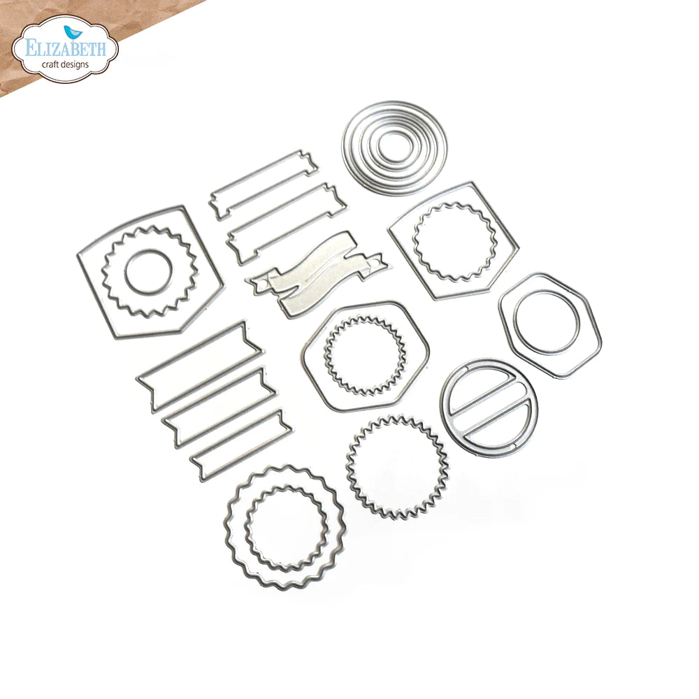 Circles, Banners, and Ribbons Stamp + Die Set {clearance}