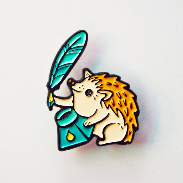 Hedgehog Quill Pen Enamel Pin