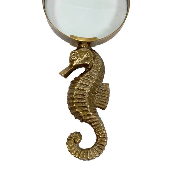 Seahorse Magnifying Glass in Antiqued Brass