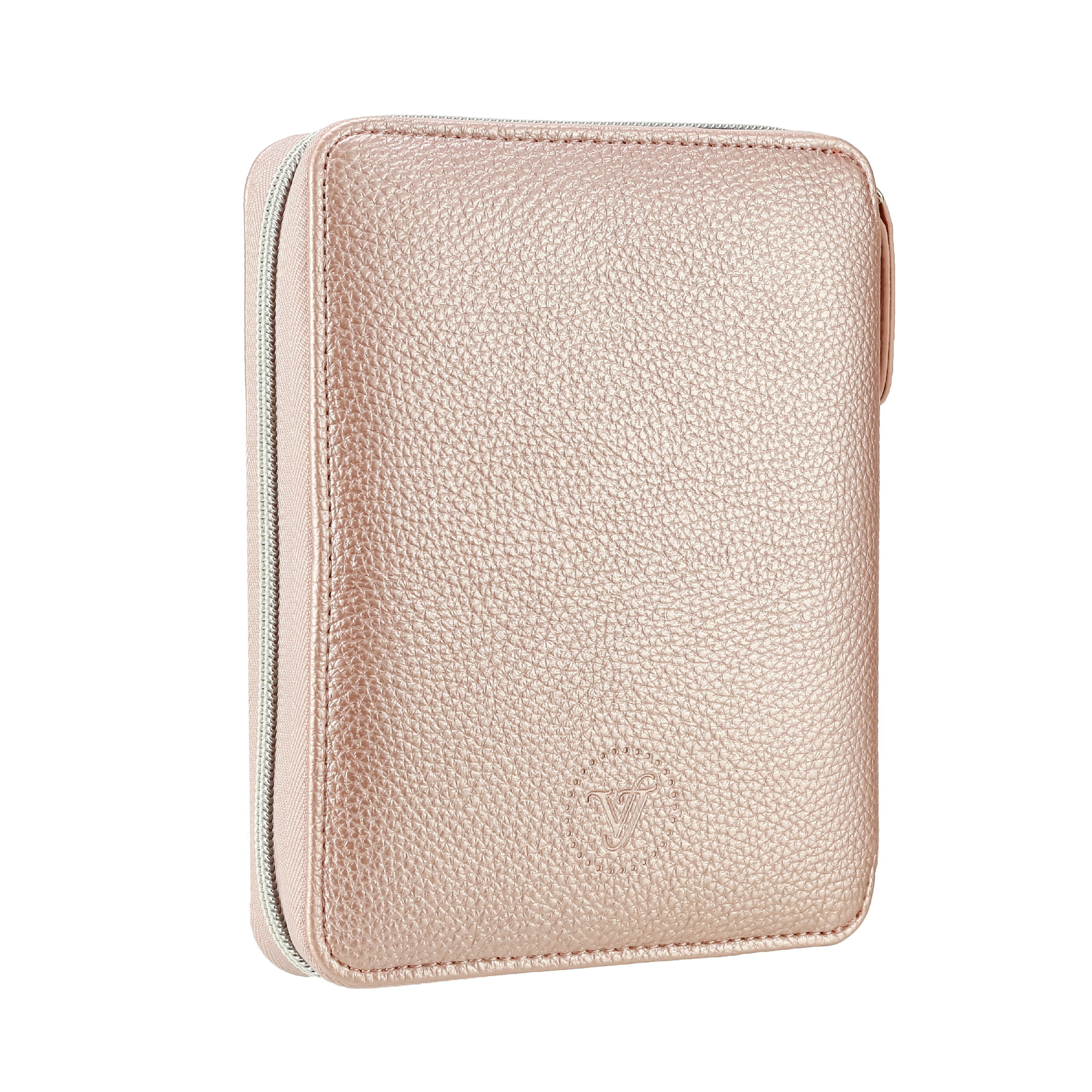 Rose Gold Vegan Leather Zippered Portfolio Notebook | Ruled