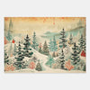 Vintage Painted Trees Christmas Wrapping Paper Trio