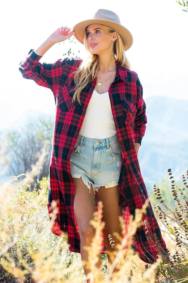Flannel Plaid Longline Duster/Shacket