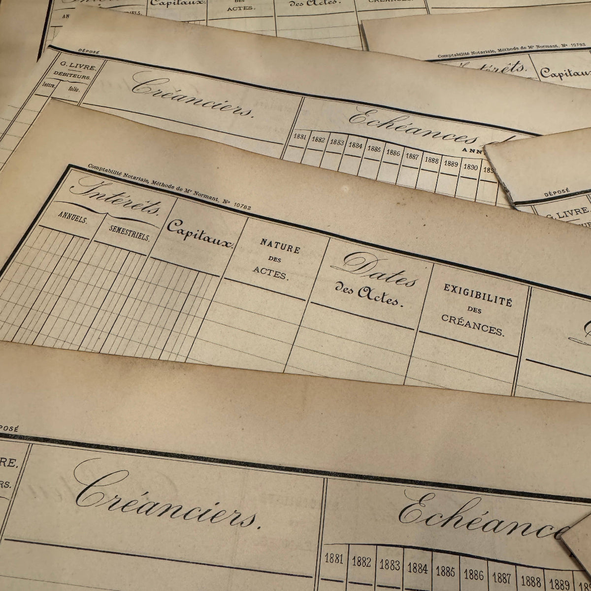 Original 1850s Blank French Ledger Pages Bundles Set/5