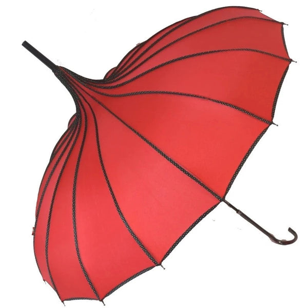 Red Ribbed Pagoda Umbrella