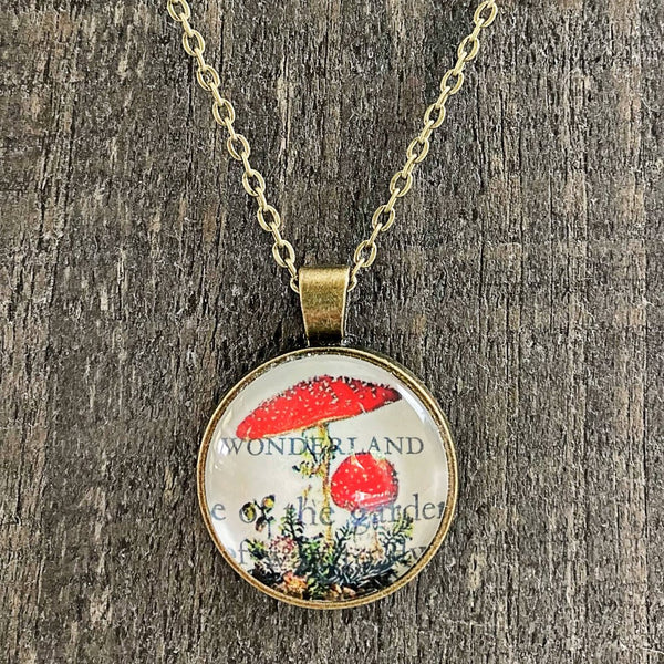 Alice in Wonderland Mushroom Storybook Necklaces