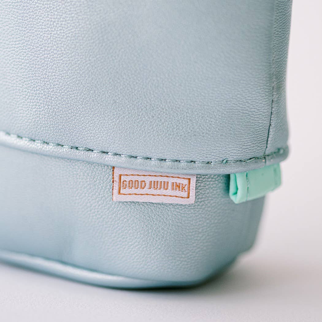 Blue Sky Metallic Luxe Standing Pencil Pouch