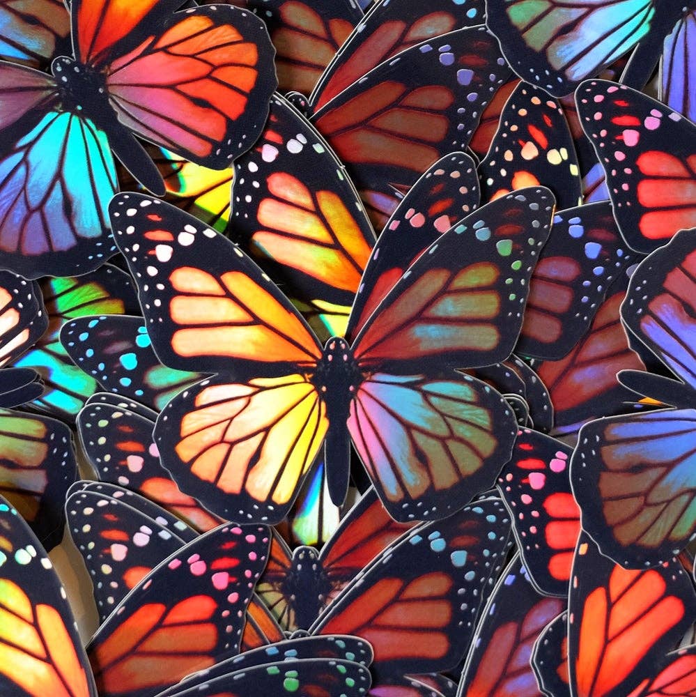 Holographic Daggerwing & Blue Buckeye Butterfly Sticker Set