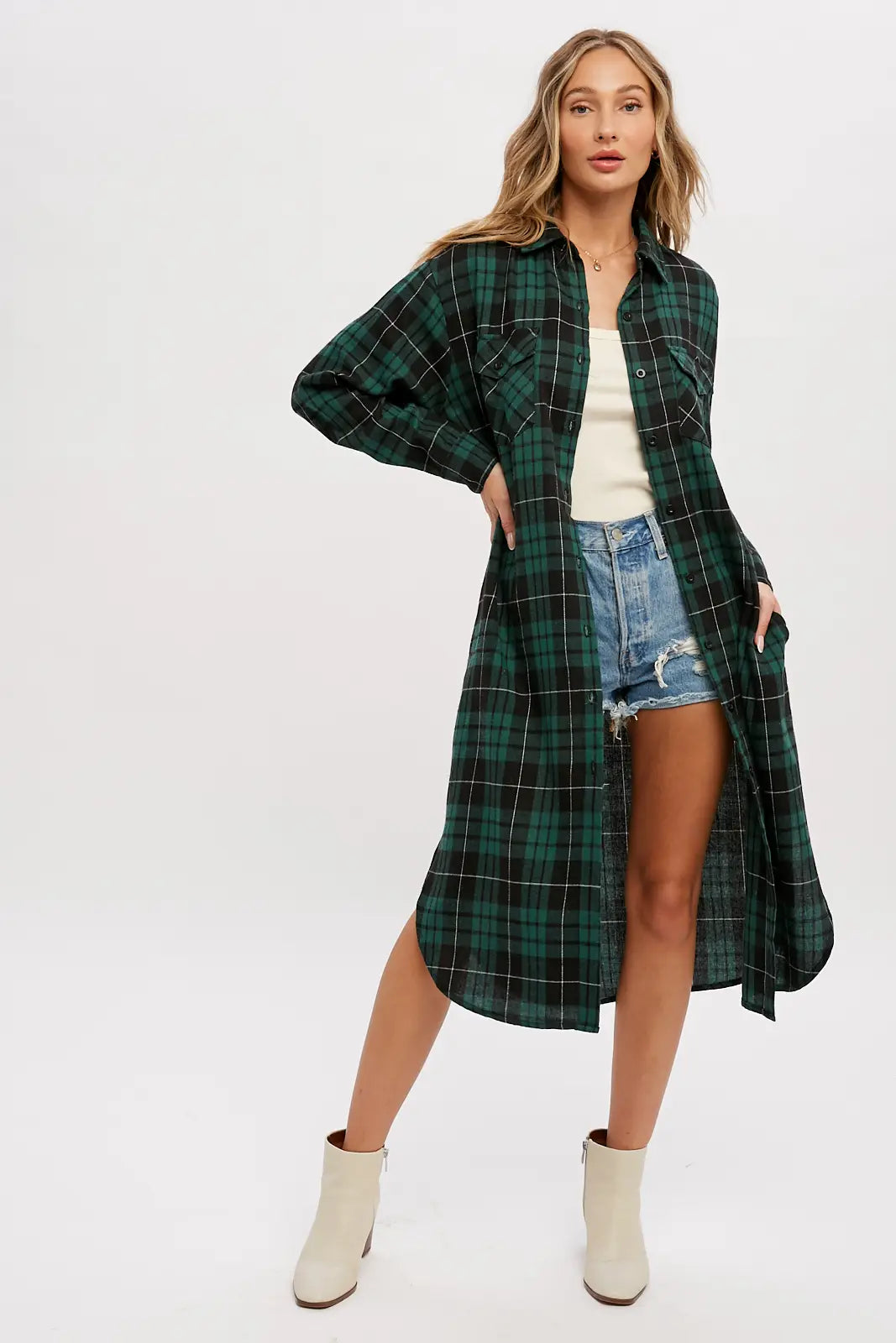 Flannel Plaid Longline Duster/Shacket