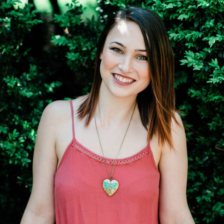 Large Heart and Dragonfly Locket Necklace