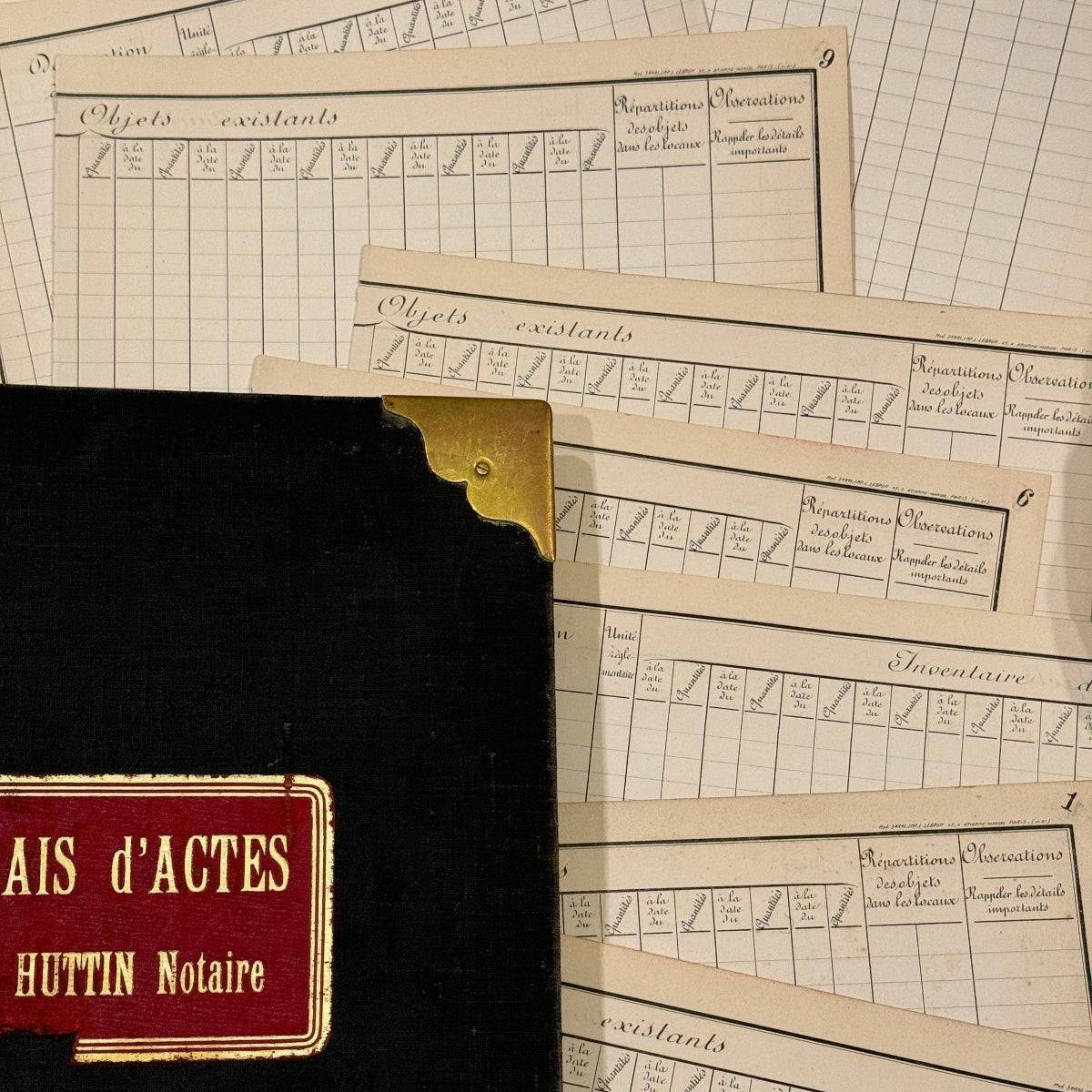 Original 1850s Blank French Ledger Pages Bundles Set/5