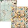 Collage of vintage maps and travel documents with a plane icon on a white background.