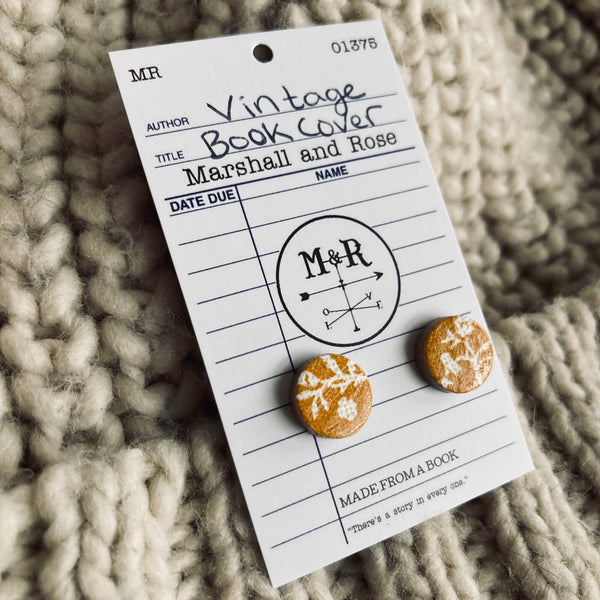 Deep Yellow Vintage Book Cover Post Earrings