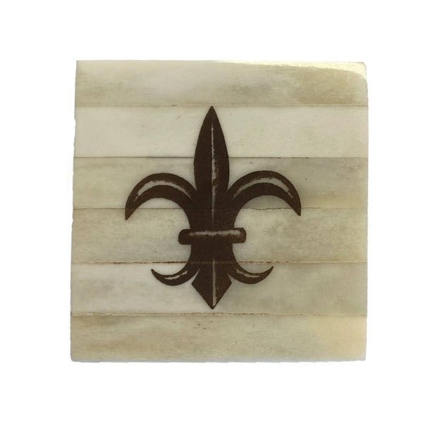 Fleur de Lis Compass Scrimshaw Box