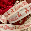 Merry Christmas Reindeer Twill Ribbon by the Yard