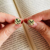 Dark Green and Wine Vintage Book Cover Post Earrings