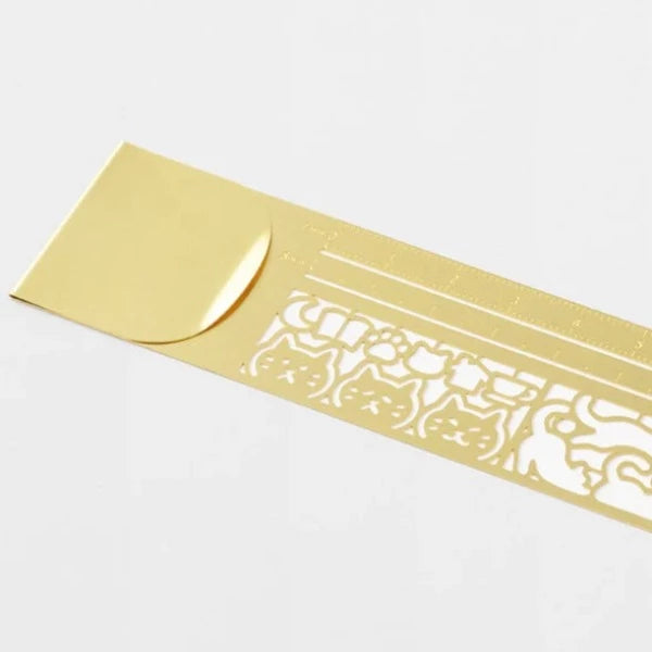 Midori Clip Ruler | Cats {Brass}