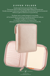 Rose Gold Vegan Leather Zippered Portfolio Notebook | Ruled
