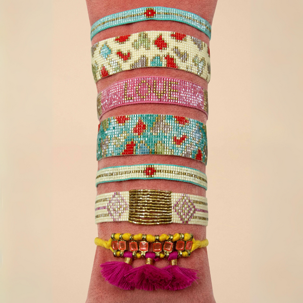 Mustard & Fuchsia Tasselled Bracelet {clearance}