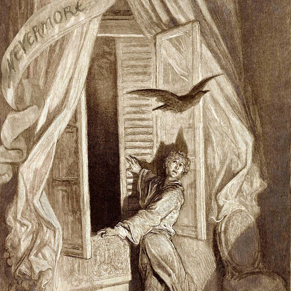 Nevermore Framed Illustration, Edgar Allan Poe's