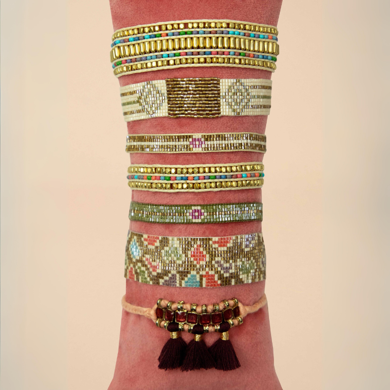 Multi Stripe Wide Beaded Bracelet {clearance}