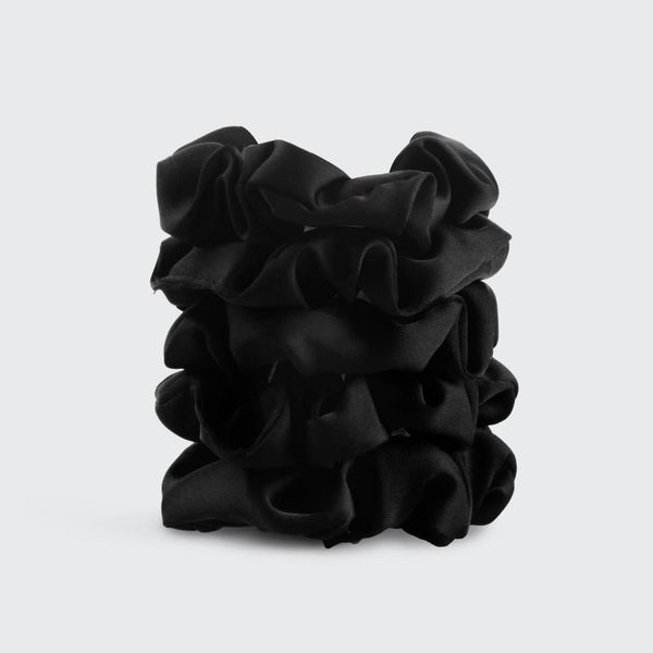 Black Satin Sleep Scrunchies 5pc Set {clearance}