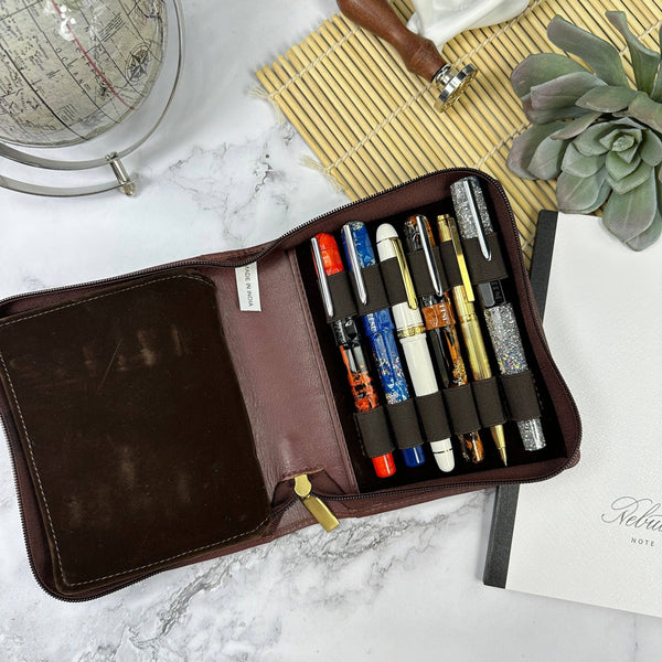Leather Zippered 12-Pen Case