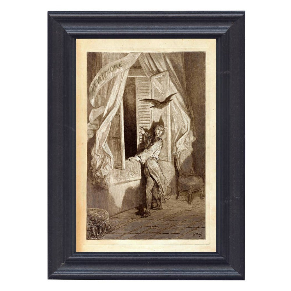 Nevermore Framed Illustration, Edgar Allan Poe's
