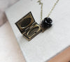Cream Rose Book Locket Necklace