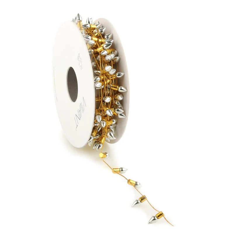 Silver & Gold Faux Christmas Light Ribbon by the Foot