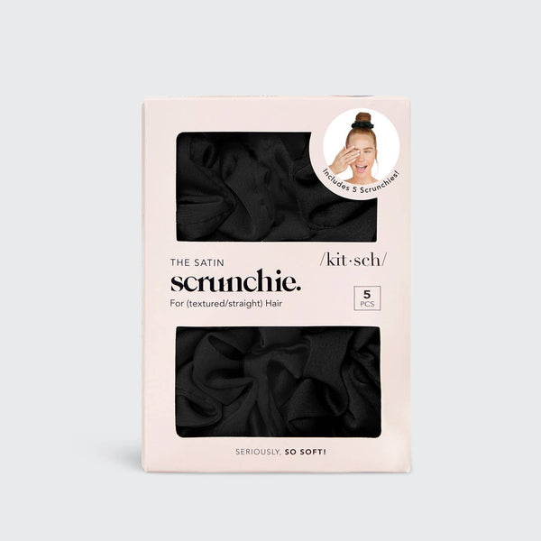 Black Satin Sleep Scrunchies 5pc Set {clearance}