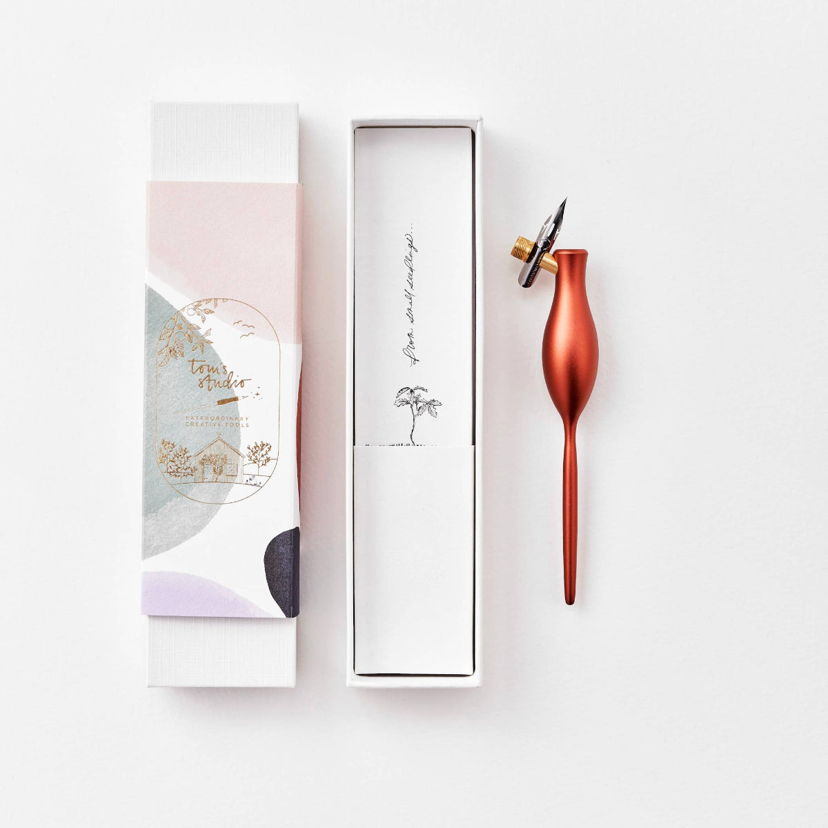 Red pen with a white box on a white background