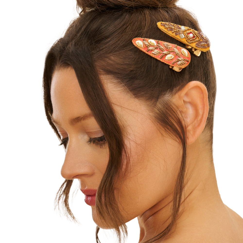Diamond + 60s Abstract Set of 2 Jewelled Hair Clips