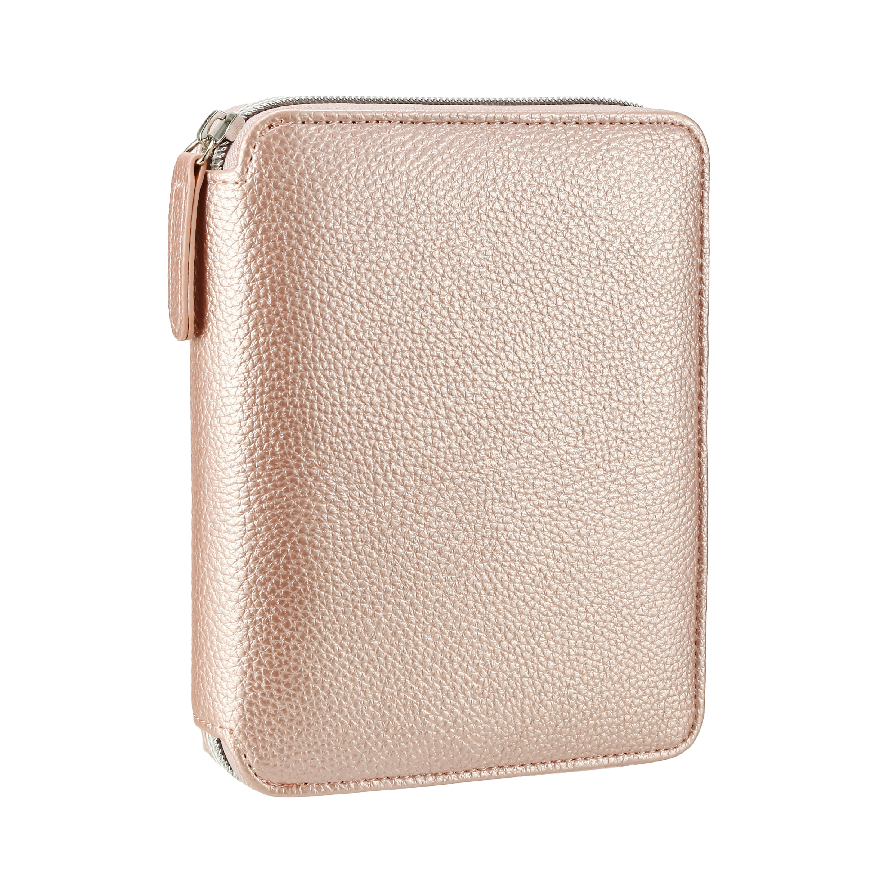 Rose Gold Vegan Leather Zippered Portfolio Notebook | Ruled