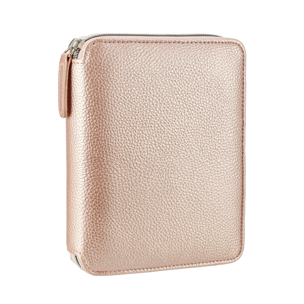 Rose Gold Vegan Leather Zippered Portfolio Notebook | Ruled