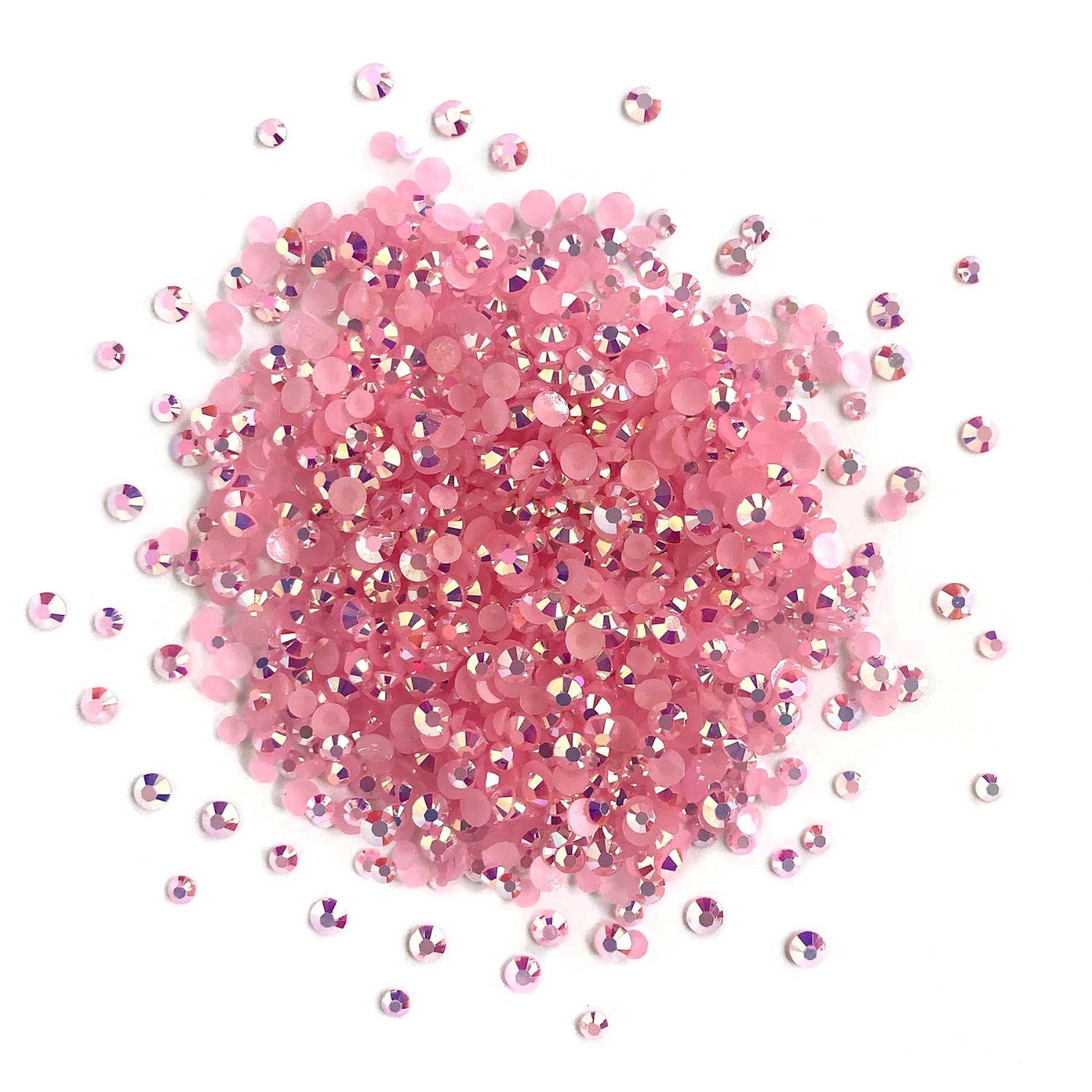 Pink rhinestone glitter on a white background