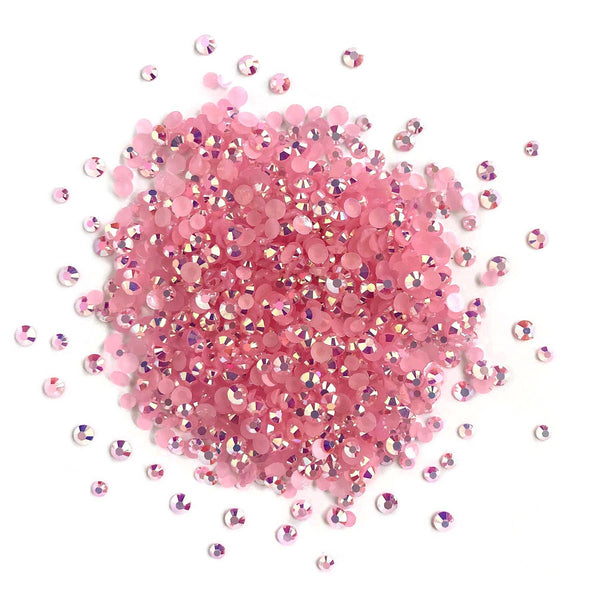 Pink rhinestone glitter on a white background