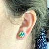Green & Blue Mod Vintage Book Cover Post Earrings