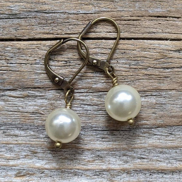 White Pearl Earrings | Repurposed Vintage