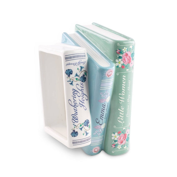 Wuthering Heights, Emma, Little Women Stacked Books Planter