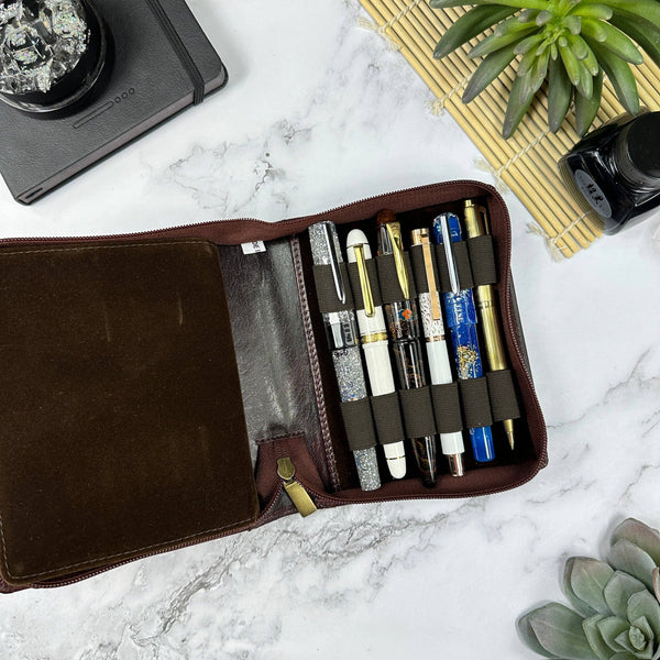 Leather Zippered 12-Pen Case