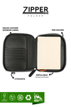 Black Vegan Leather Zippered Portfolio Ruled Notebook