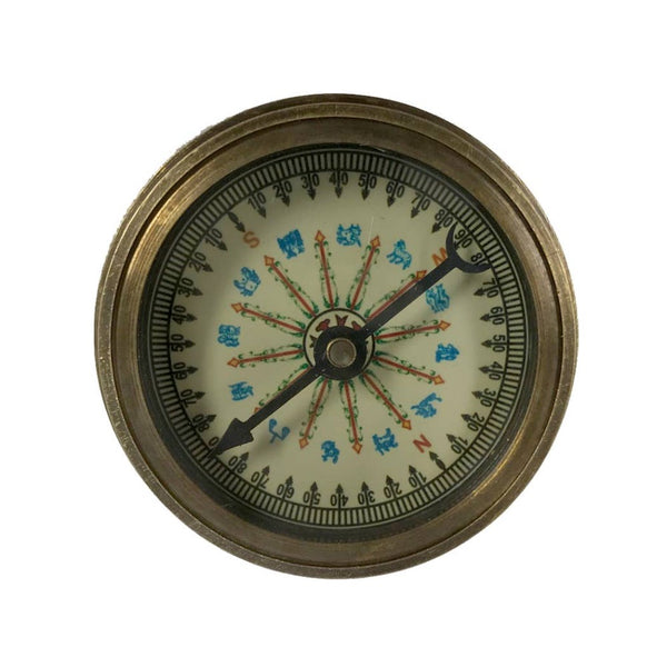 Antiqued Solid Brass Compass with 100-Year Calendar