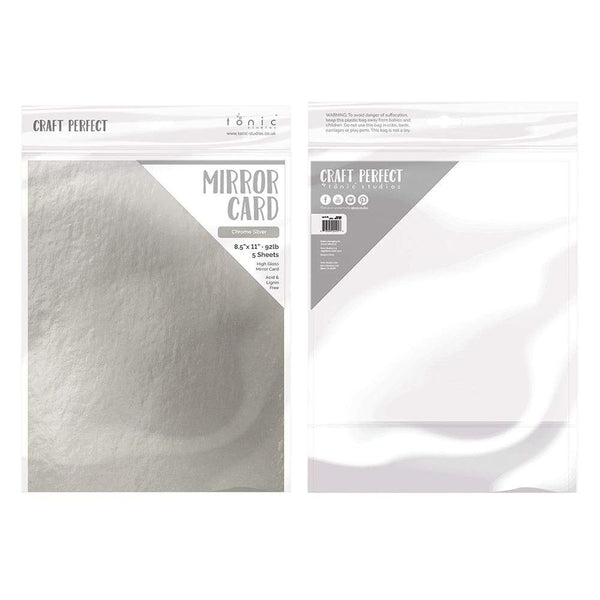Silver Mirror Glossy Cardstock | 8.5x11 {5/pk}