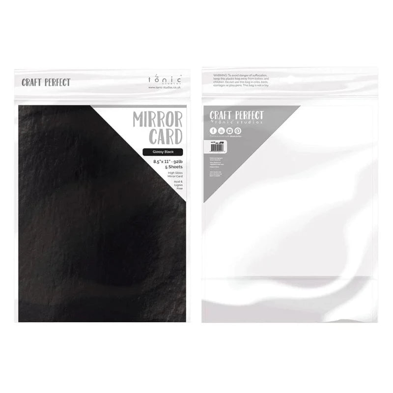 Black High Gloss Mirror Cardstock | 8.5x11 {5/pk}