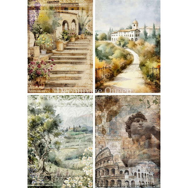 Italian Villa 4-up A4 Decoupage Rice Paper