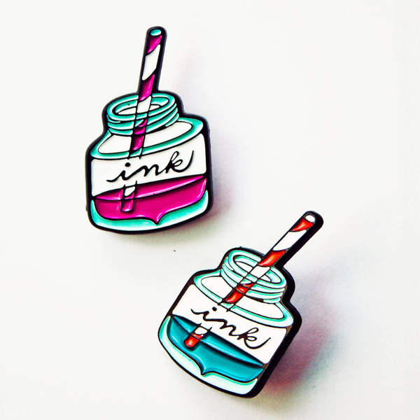 Fountain Pen Ink Bottle Enamel Pin {multiple colors}