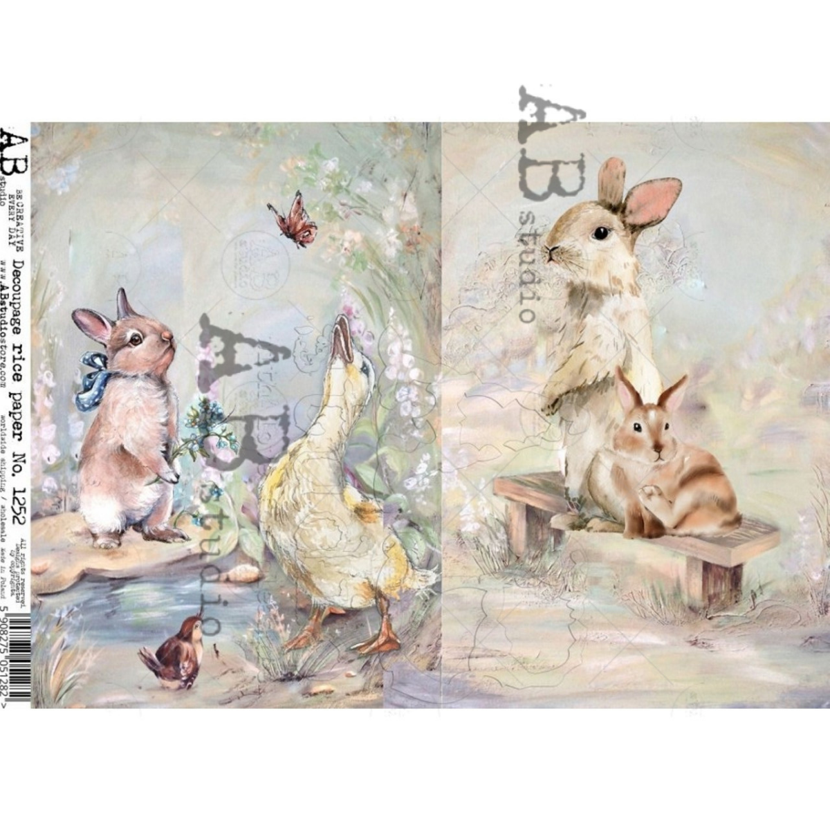 Easter Bunnies 2-up A4 Decoupage Rice Paper
